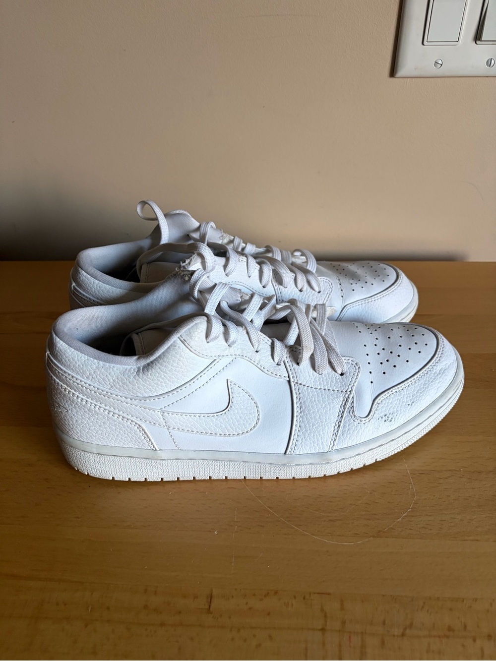 Nike Air Jordan 1 Low Shoes Triple White 553558-130 Men's 10